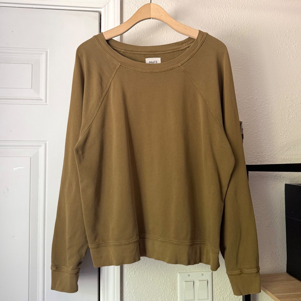 MATE khaki olive indigo dyed cotton boxy oversized boat crew pullover sweater